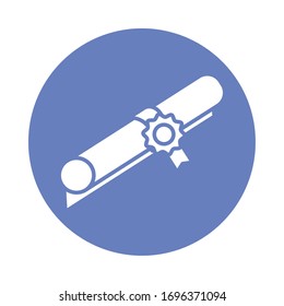 graduation certificate block style icon vector illustration design