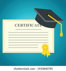 Graduation certificate with graduation cap