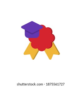 Graduation and Certificate Flat Icon, Logo, and illustration Vector