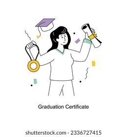 Graduation Certificate Flat Style Design Vector illustration. Stock illustration
