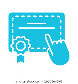 certificado de graduación con diseño de ilustración vectorial de estilo de silueta de cursor manual