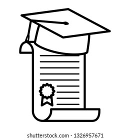 graduation certificate and hat