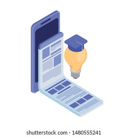graduation certificate with hat on white background