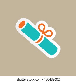 graduation certificate icon in flat style