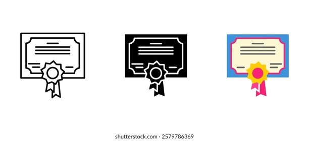 Graduation certificate icon. University diploma sign. Award or achievement document symbol.