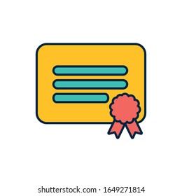 Graduation certificate line fill style icon design, University education school college academic ceremony degree and student theme Vector illustration