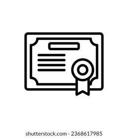 Ilustración de vectores de iconos de contorno de certificado de graduación
