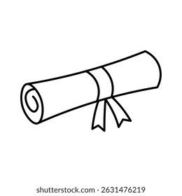 Graduation Certificate Scroll Icon Outline Style