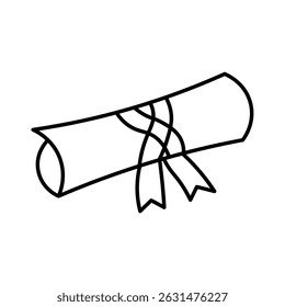 Graduation Certificate Scroll Icon Outline Style