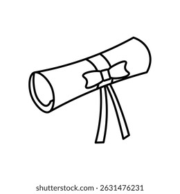 Graduation Certificate Scroll Icon Outline Style