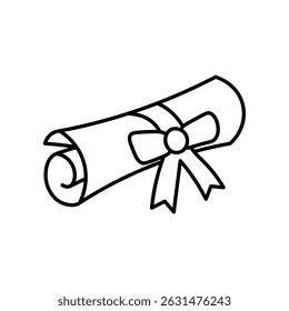 Graduation Certificate Scroll Icon Outline Style