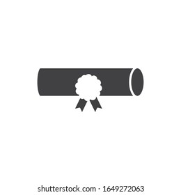 Graduation certificate silhouette style icon design, University education school college academic ceremony degree and student theme. Vector illustration.