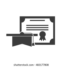 graduation certificated with school icon vector illustration design