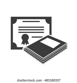 graduation certificated with school icon vector illustration design