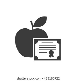 graduation certificated with school icon vector illustration design