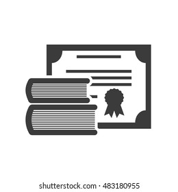 graduation certificated with school icon vector illustration design