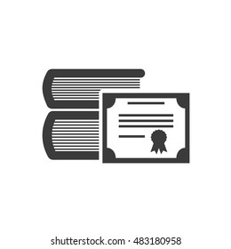 graduation certificated with school icon vector illustration design