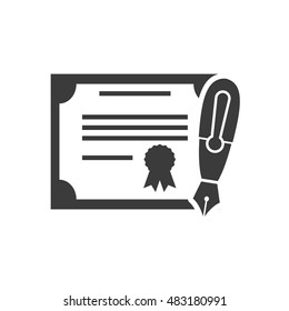 graduation certificated with school icon vector illustration design