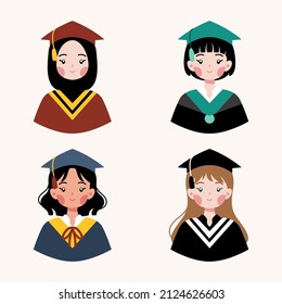 Ilustración vectorial plana del concepto de carácter de graduación 