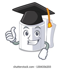 Graduation character toilet paper rolled on wall