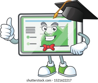 Graduation up chart horizontal table cartoon mascot style.