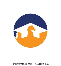 Graduation chess knight vector logo design. Education strategy vector logo concept.	