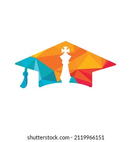 Diseño del logotipo vectorial del ajedrez de graduación. Concepto del logotipo vectorial de la estrategia educativa.	