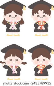 Graduation child illustration, celebration, kindergarteners, students