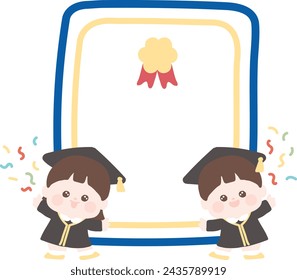 Graduation child illustration, celebration, kindergarteners, students