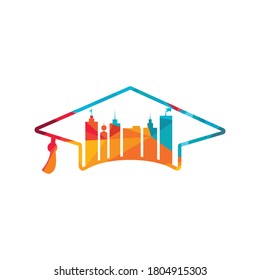 Graduation city vector logo design. Smart city logo concept.