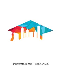Graduation city vector logo design. Smart city logo concept.