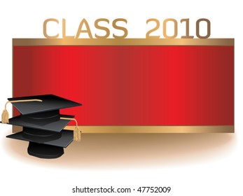 Graduation class 2010 with mortars and banner