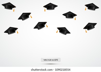 Graduation class of 2018. Congratulations graduates. Academic hats. Celebration banner. Vector.