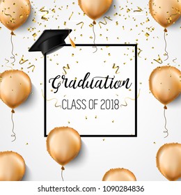 Graduation. Class of 2018. Graduate congratulations. Vector illustration