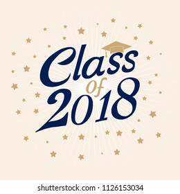 Graduation Class of 2018 greeting cards set. Vector party invitations. Grad posters