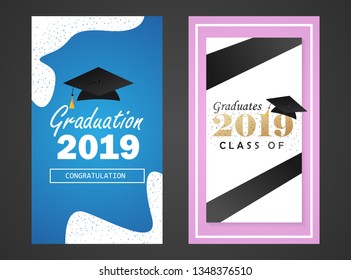 Graduation class of 2019, banner, poster, party invitations, greeting cards