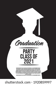 Graduation Class Of 2021 Poster Minimalstic Silhouette Template Vector