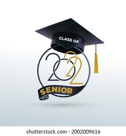 Graduation class of 2022. Seniors class of 2022. t-shirt design. Design for graduation themed template, simple style. Vector illustration. Isolated on white background.