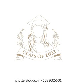 Graduation class of 2023 character line art drawing