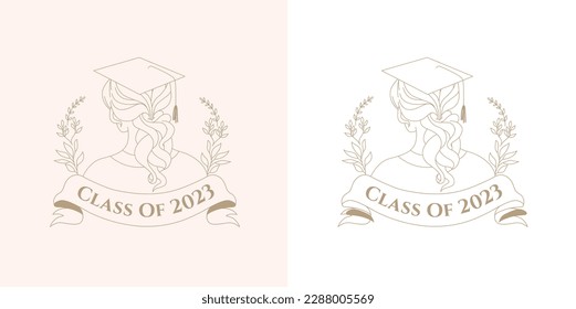 Graduation class of 2023 character line art drawing