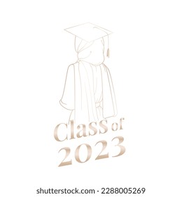 graduation class of 2023 hijab woman character line art drawing