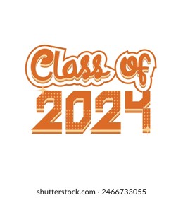 Graduation class of 2024 calligraphy text illustration