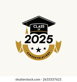 Graduation Class of 2025 Design Bundle Featuring Cap, Scroll, and Congratulations Message for Students, Yearbooks, and Ceremonial Graphics