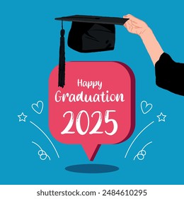 Graduation class of 2025 with hand drawn graduation cap and lettering
