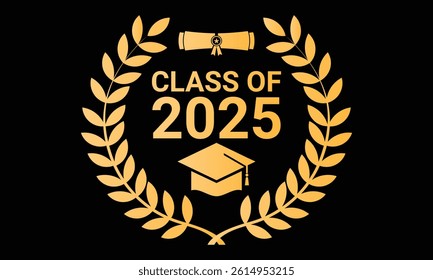 Graduation class of 2025 year education vector icon template