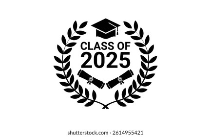 Graduation class of 2025 year education vector icon