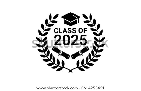 Graduation class of 2025 year education vector icon