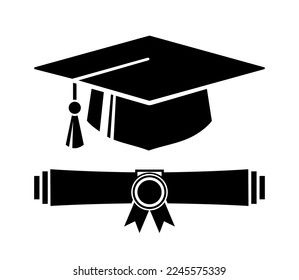 Graduation class attributes. The concept of decorate congratulation for school graduates. Design element for t-shirt, flyer, invitation, greeting card. Illustration, vector