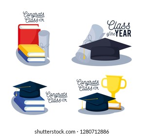 graduation class card set icons