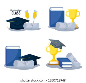 graduation class card set icons